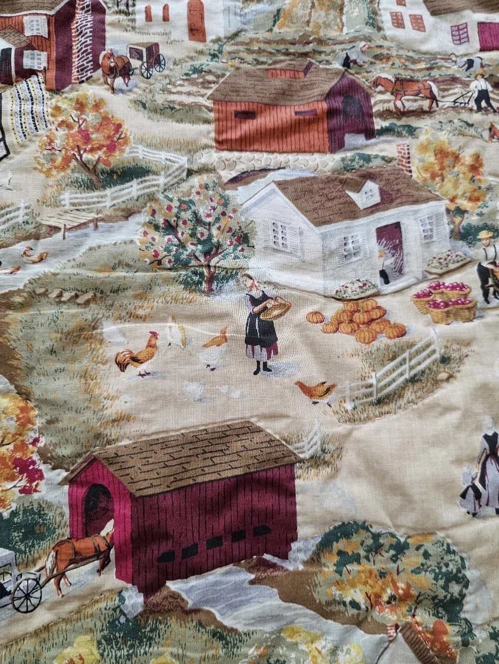 Handmade Cottagecore Quilt Lap Blanket Farmhouse Village Paisley Floral 46x33.5